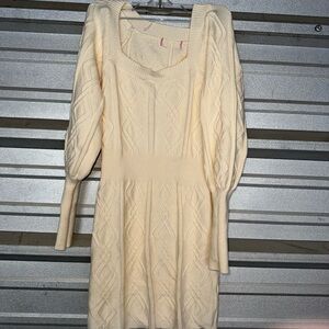 Chic Cream Knit Midi Dress